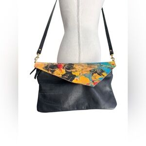 Duende Hand-Dyed Marbled Leather Foldover Crossbody